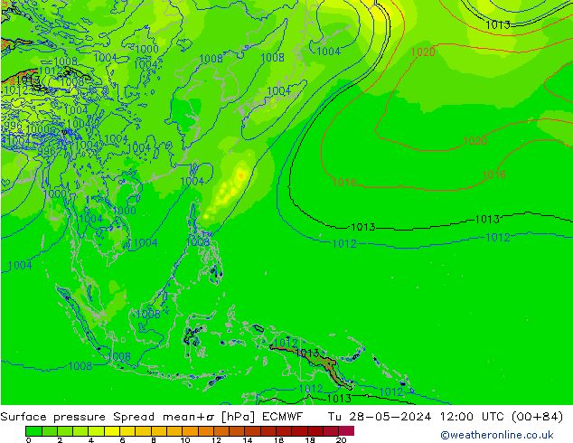 pressão do solo Spread ECMWF Ter 28.05.2024 12 UTC