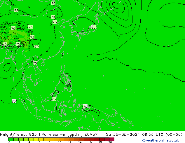 Yükseklik/Sıc. 925 hPa ECMWF Cts 25.05.2024 06 UTC