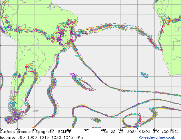 ciśnienie Spaghetti ECMWF so. 25.05.2024 06 UTC