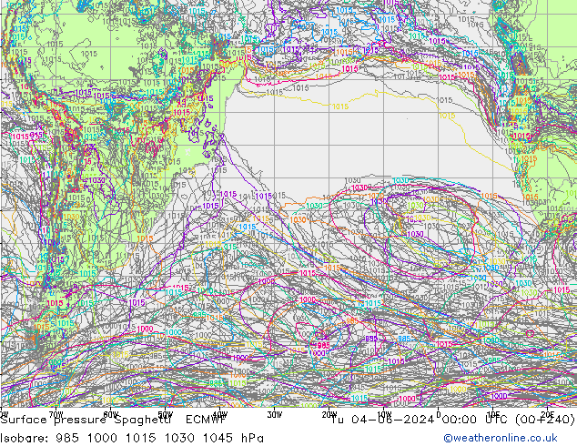 Surface pressure Spaghetti ECMWF Tu 04.06.2024 00 UTC