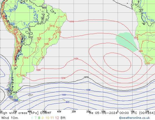 High wind areas ECMWF Qua 05.06.2024 00 UTC