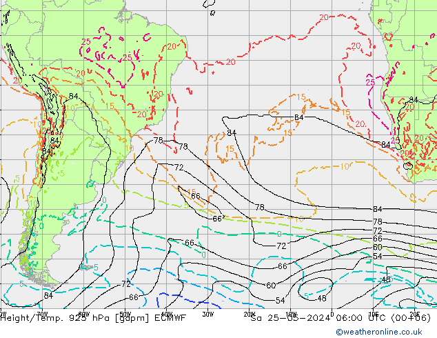 Géop./Temp. 925 hPa ECMWF sam 25.05.2024 06 UTC