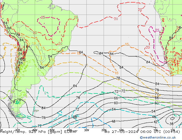 Height/Temp. 925 hPa ECMWF Seg 27.05.2024 06 UTC