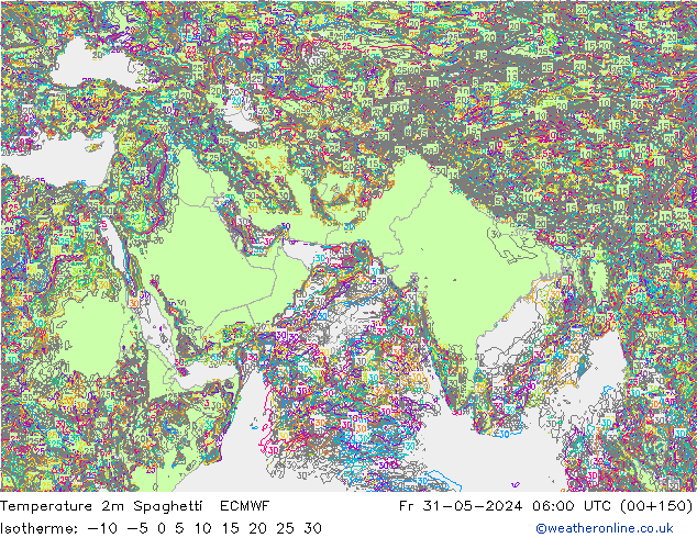 温度图 Spaghetti ECMWF 星期五 31.05.2024 06 UTC