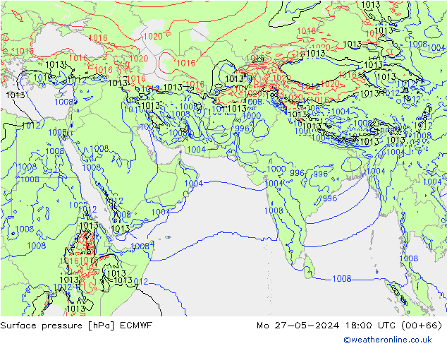 Surface pressure ECMWF Mo 27.05.2024 18 UTC