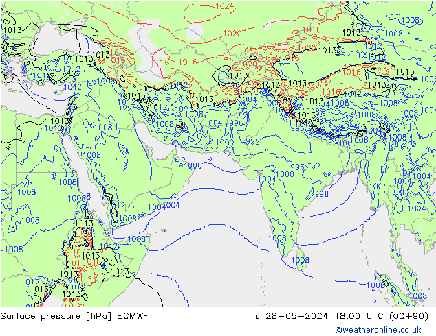 приземное давление ECMWF вт 28.05.2024 18 UTC