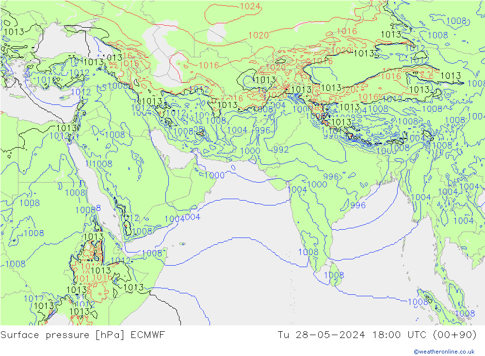 pressão do solo ECMWF Ter 28.05.2024 18 UTC