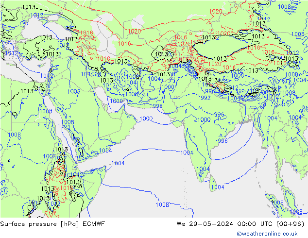 Surface pressure ECMWF We 29.05.2024 00 UTC