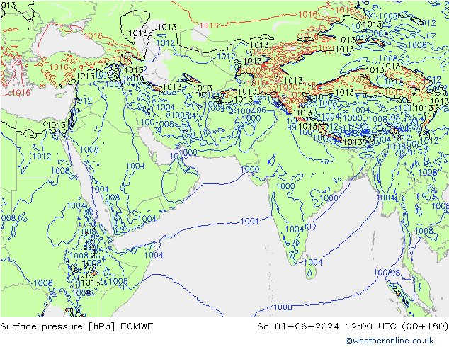 Pressione al suolo ECMWF sab 01.06.2024 12 UTC