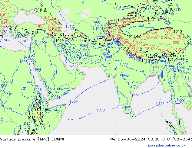 Presión superficial ECMWF mié 05.06.2024 00 UTC