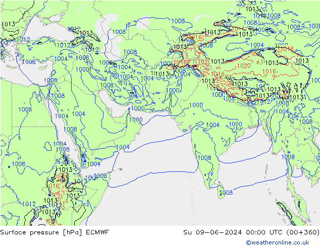 地面气压 ECMWF 星期日 09.06.2024 00 UTC