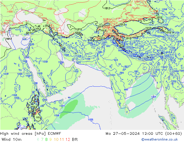 High wind areas ECMWF Po 27.05.2024 12 UTC