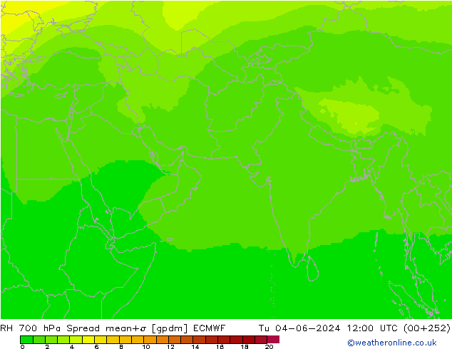 RH 700 hPa Spread ECMWF Tu 04.06.2024 12 UTC