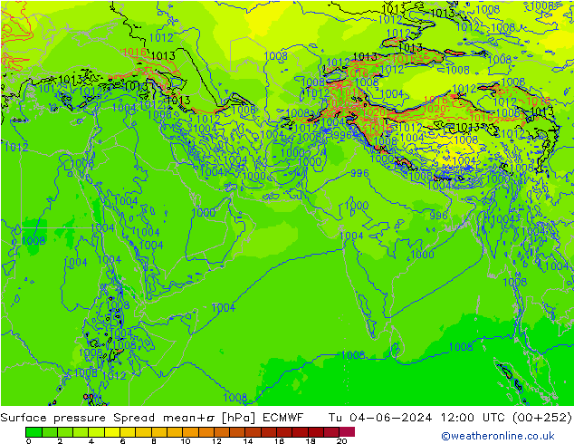 pression de l'air Spread ECMWF mar 04.06.2024 12 UTC