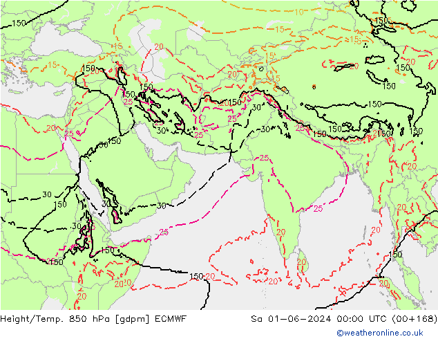 Height/Temp. 850 hPa ECMWF Sáb 01.06.2024 00 UTC