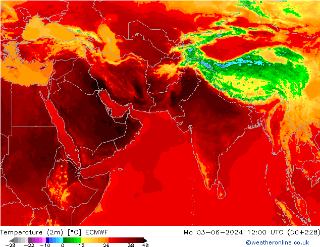 Temperature (2m) ECMWF Mo 03.06.2024 12 UTC