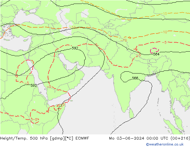 Geop./Temp. 500 hPa ECMWF lun 03.06.2024 00 UTC