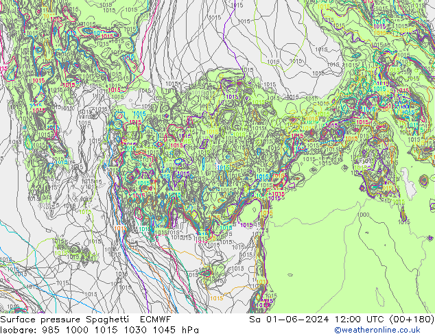 Atmosférický tlak Spaghetti ECMWF So 01.06.2024 12 UTC