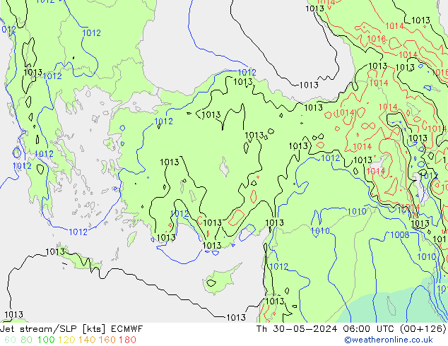 Jet stream ECMWF Qui 30.05.2024 06 UTC