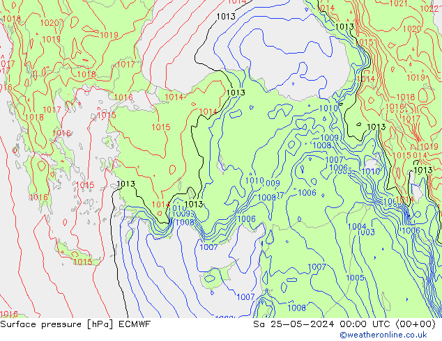 Surface pressure ECMWF Sa 25.05.2024 00 UTC