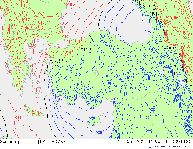 Surface pressure ECMWF Sa 25.05.2024 12 UTC