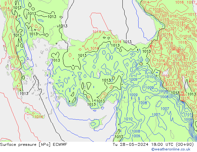 pression de l'air ECMWF mar 28.05.2024 18 UTC