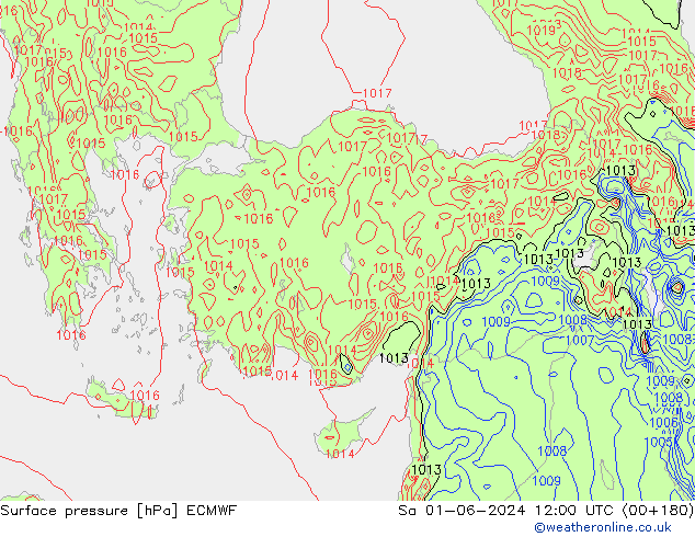 Bodendruck ECMWF Sa 01.06.2024 12 UTC