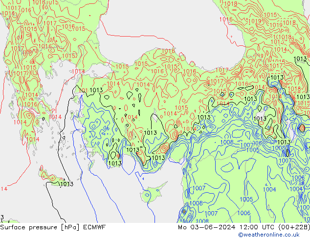 pressão do solo ECMWF Seg 03.06.2024 12 UTC