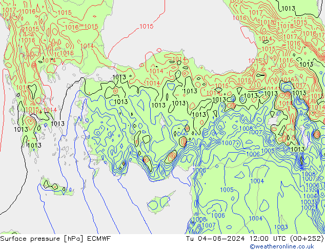 Presión superficial ECMWF mar 04.06.2024 12 UTC