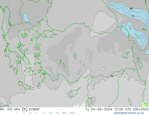 RH 700 hPa ECMWF Ter 04.06.2024 12 UTC