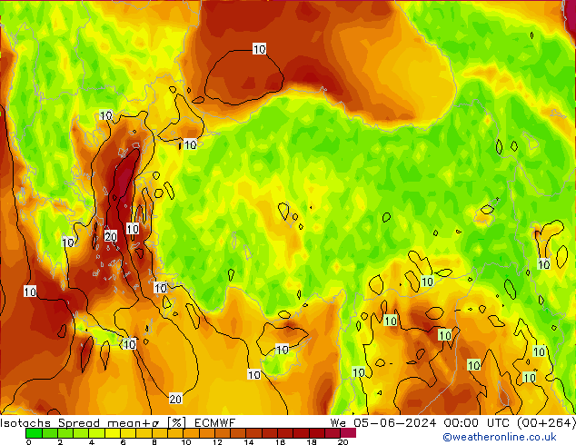 Izotacha Spread ECMWF śro. 05.06.2024 00 UTC