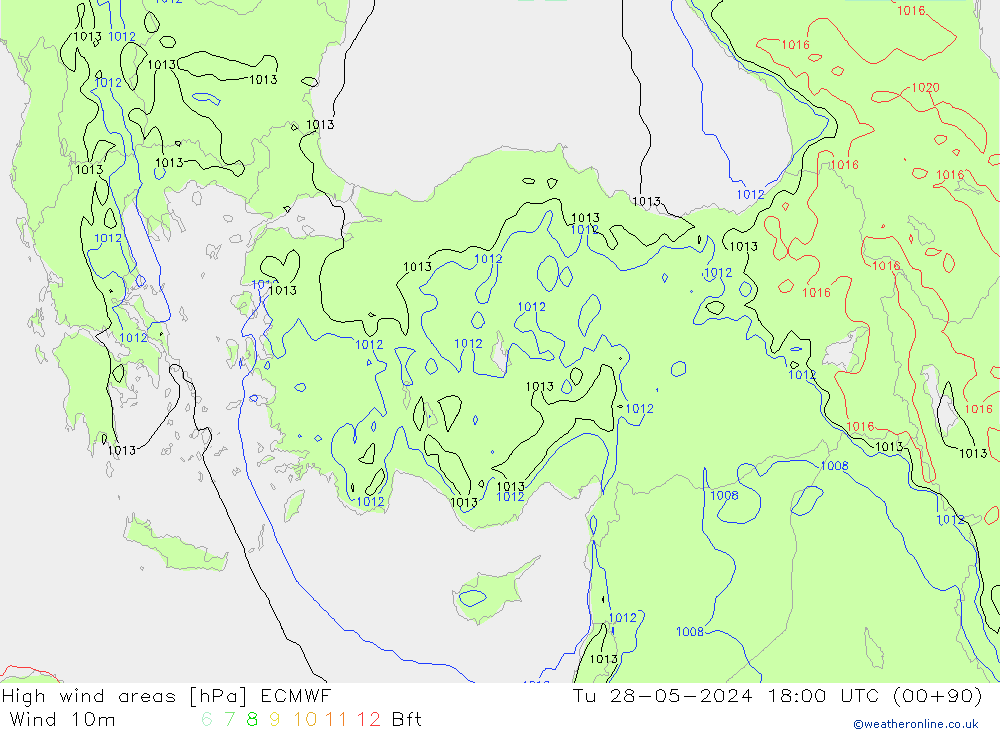 High wind areas ECMWF Ter 28.05.2024 18 UTC