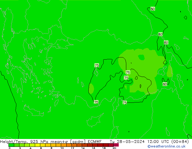 Yükseklik/Sıc. 925 hPa ECMWF Sa 28.05.2024 12 UTC