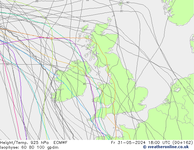 Height/Temp. 925 hPa ECMWF Fr 31.05.2024 18 UTC