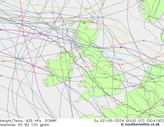 Yükseklik/Sıc. 925 hPa ECMWF Paz 02.06.2024 00 UTC