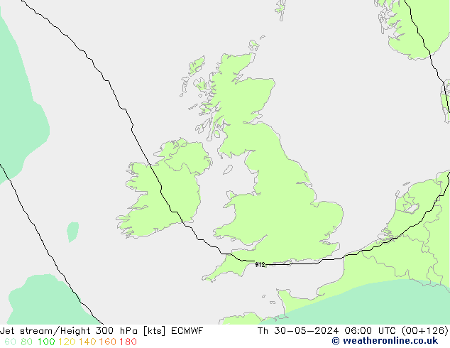 Jet stream/Height 300 hPa ECMWF Th 30.05.2024 06 UTC