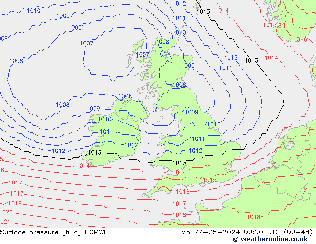 Bodendruck ECMWF Mo 27.05.2024 00 UTC