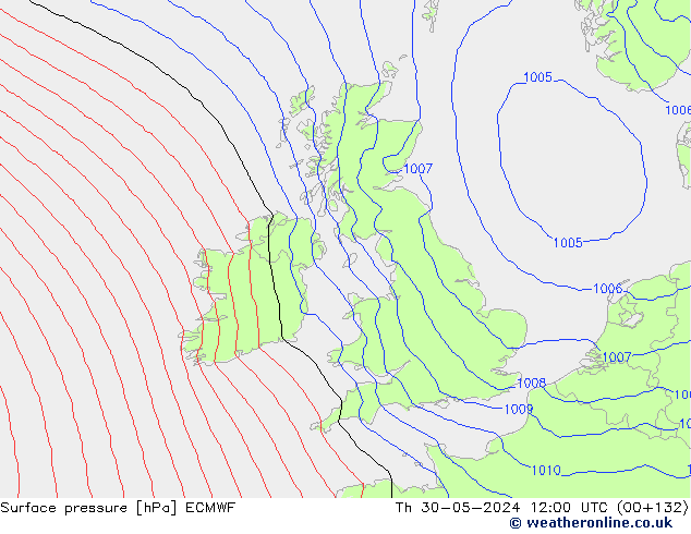 Presión superficial ECMWF jue 30.05.2024 12 UTC