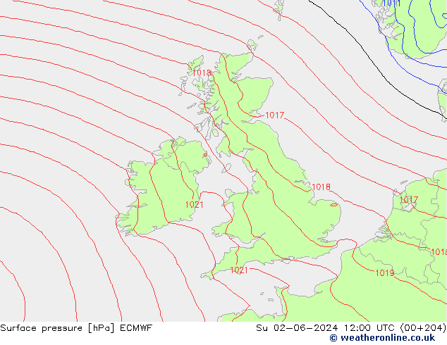 Luchtdruk (Grond) ECMWF zo 02.06.2024 12 UTC