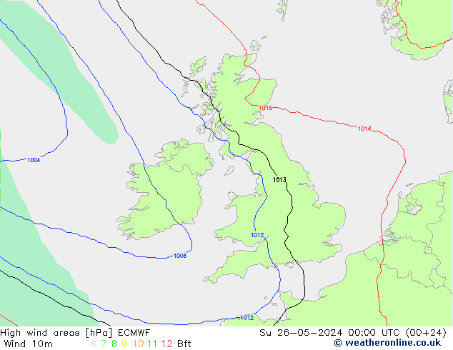 High wind areas ECMWF Вс 26.05.2024 00 UTC