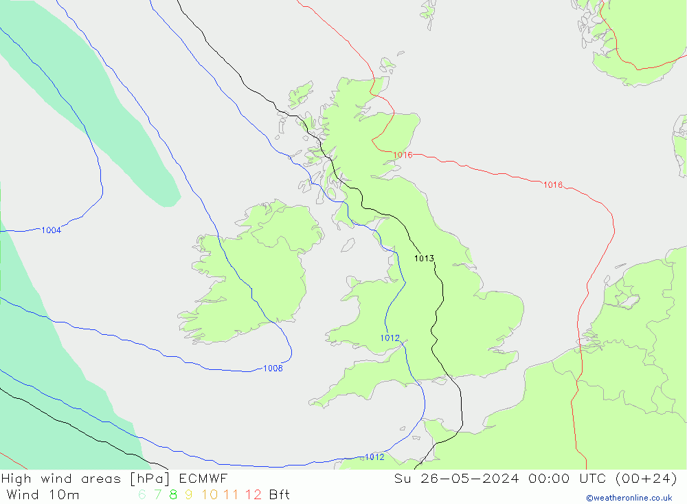 High wind areas ECMWF Dom 26.05.2024 00 UTC