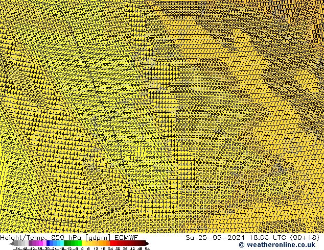 Height/Temp. 850 гПа ECMWF сб 25.05.2024 18 UTC