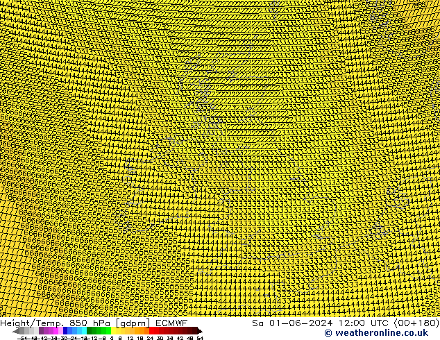 Height/Temp. 850 hPa ECMWF So 01.06.2024 12 UTC