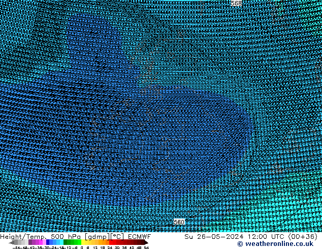 Hoogte/Temp. 500 hPa ECMWF zo 26.05.2024 12 UTC