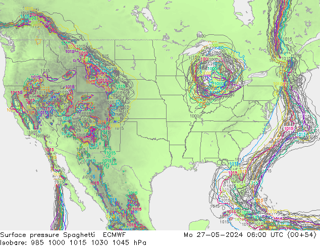 pression de l'air Spaghetti ECMWF lun 27.05.2024 06 UTC