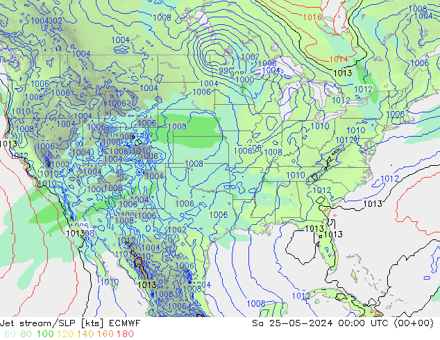 джет/приземное давление ECMWF сб 25.05.2024 00 UTC