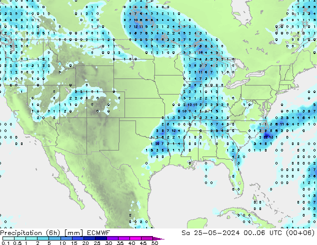 Yağış (6h) ECMWF Cts 25.05.2024 06 UTC