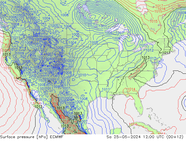 Atmosférický tlak ECMWF So 25.05.2024 12 UTC