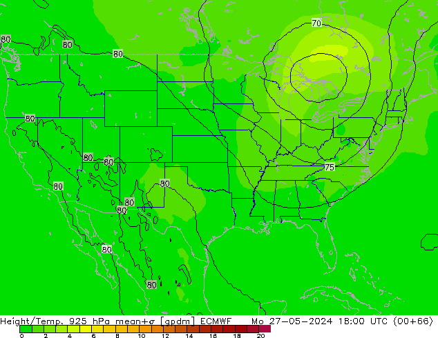 Hoogte/Temp. 925 hPa ECMWF ma 27.05.2024 18 UTC