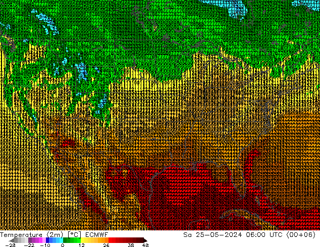 Temperaturkarte (2m) ECMWF Sa 25.05.2024 06 UTC